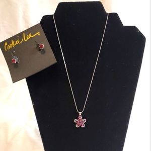 Cookie Lee Genuine Crystal Necklace and Earrings NWT